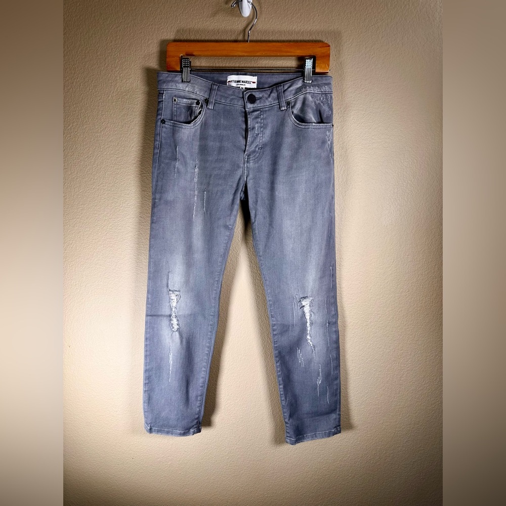 Etienne Marcel Women’s Distressed Gray Crop Jeans